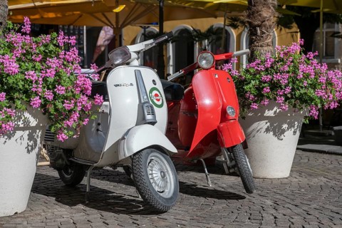 Vespa 50 and Vespa N50 Special scooters, from the Italian vehicle manufacturer Piaggio, Überlingen