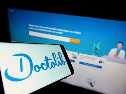 Stuttgart, Germany, 03-30-2022: Mobile phone with logo of French healthcare company Doctolib SAS on