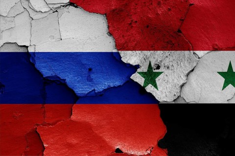 Flags of Russia and Syria
