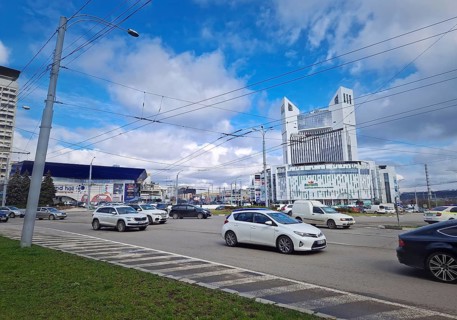 CHISINAU, MOLDOVA, March 20, 2024 city traffic during rush hour in the morning at the roundabout