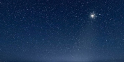 The star shines over the manger of Jesus Christ, Christmas sky, Starry night