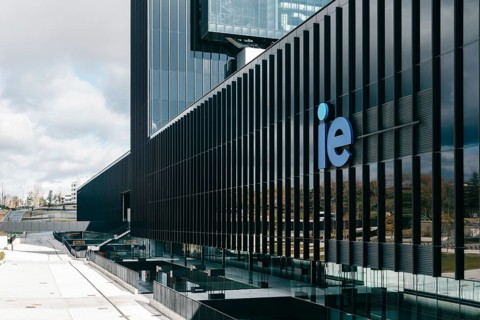 Madrid, Spain, December 5, 2021: IE University campus in Cuatro Torres Business Area. Private