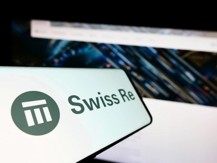 Stuttgart, Germany, 10-24-2022: Mobile phone with logo of reinsurance company Swiss Re on screen in