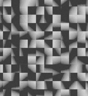 Abstract geometric pattern of black and white squares with gradient shading creating an optical