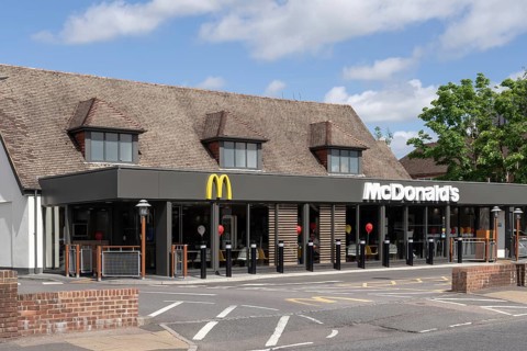 EAST GRINSTEAD, WEST SUSSEX, UK, JULY 1 : View of McDonalds restaurant in East Grinstead on July 1,
