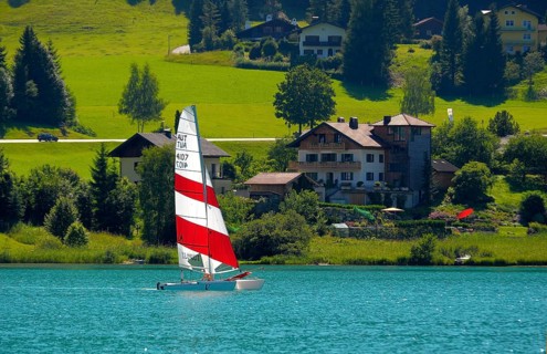 Austria, Fuschl am See, Fuschl, Lake, Catamaran, Europe