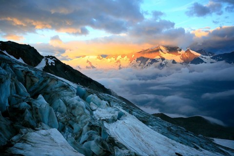 Trift Glacier, Mt Weissmies, 4023m, Canton of Valais, Switzerland, Europe