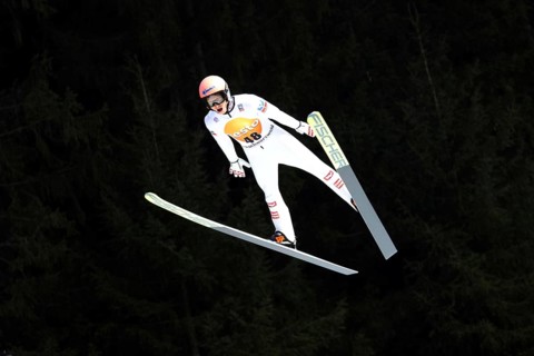 Jan Hörl (SC Bischofshofen AUT) during training for the FIS Ski Jumping World Cup Neustadt