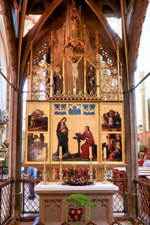 Prague Czech Republic. The interiors of the Gothic Church of Our Lady before Tyn in Old Town Square