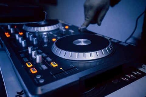 Dj console and hand, night, club