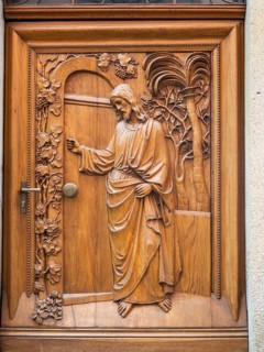 Jesus Christ, ornate carving, door, Passau, Bavaria, Germany, Europe