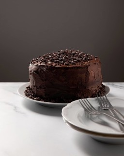 Close up view delicious chocolate cake concept