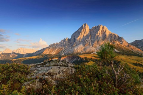 Peitlerkofel in the evening light, San Martin de Tor, Bolzano, South Tyrol, Italy, Europe