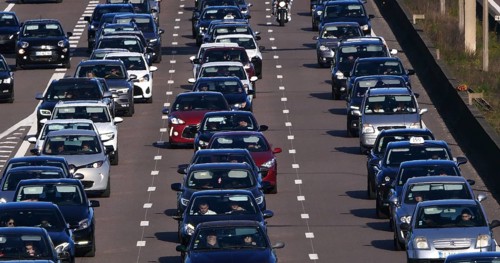 Traffic Jam on Highway A4 near Paris, Car Traffic, France, Europe