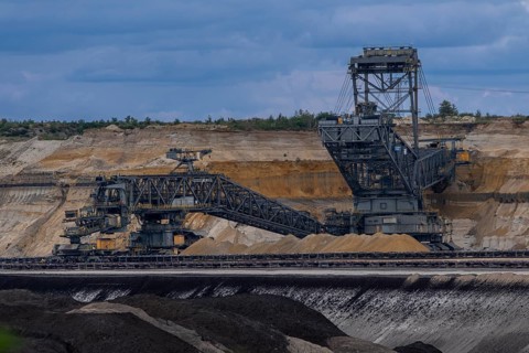 Bucket-wheel excavator wheel excavator Takraf 1519 SRs 6300 in the Welzow-Süd opencast lignite mine