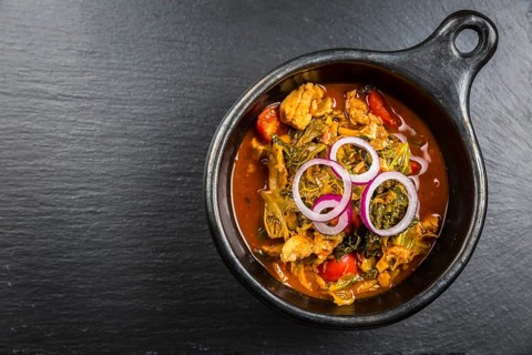 Delicious savoy cabbage stew or soup with chicken