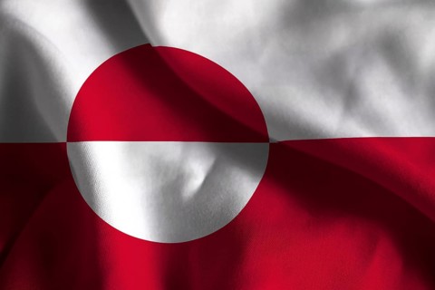 A ruffled fabric flag of Greenland
