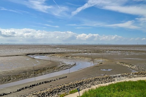 Fairway in the mudflats of the Wadden Sea, Wremen, Wurster Land, district of Cuxhaven, Lower