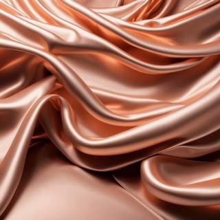 Luxurious copper silk fabric with smooth, shiny folds and soft texture, AI generated
