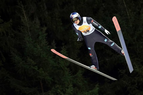 Andreas Wellinger (SC Ruhpolding) during training for the FIS Ski Jumping World Cup Neustadt