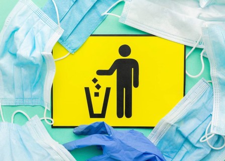 Throwing bin symbol medical masks