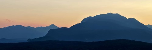 Dobratsch in the evening light, Villach, Carinthia, Austria, Europe