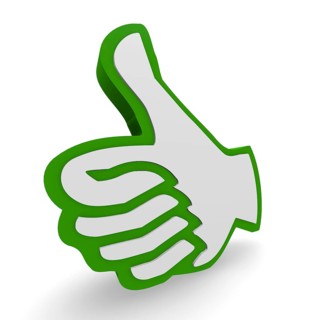 Close up of a green thumb up, 3d image
