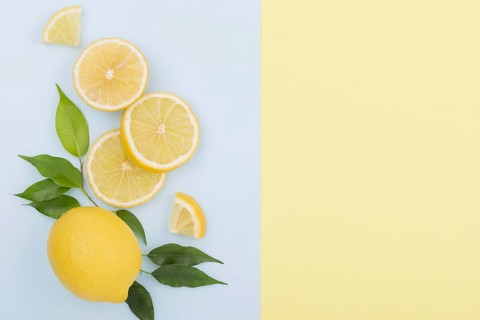 Top view organic lemon with copy space. Resolution and high quality beautiful photo