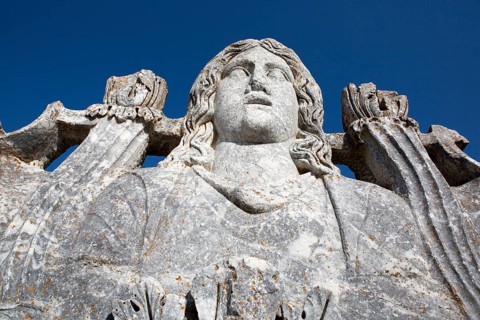 Statue of Zeus in the Temple of Zeus on 28 July 2012. The Temple of Zeus, situated on a hill, was