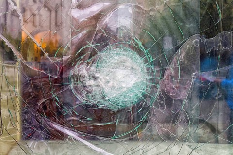 Broken window pane