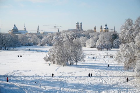 Winter in the English Garden, Munich, Bavaria, Germany, snow, Europe