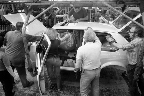 Production of the Golf at the VW plant on 10. 05. 1979 in Wolfsburg, Germany, Europe