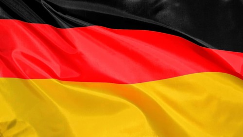 Close-up of a waving flag, national flag of Germany
