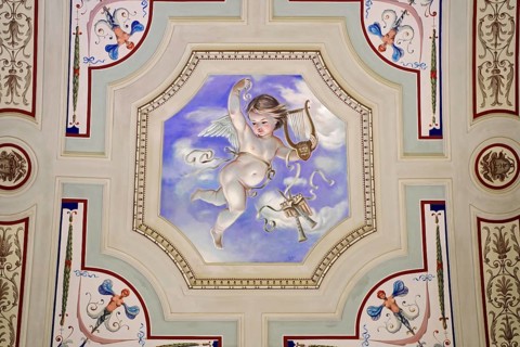 Ceiling design, Interior design, Semperoper, Dresden, Saxony, Germany, Europe, A heavenly ceiling