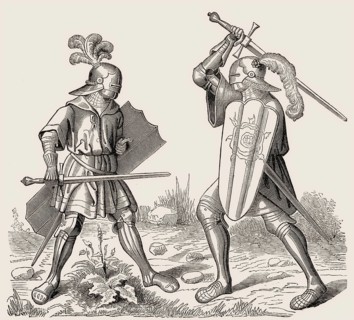 A single combat, fighting knights in armour, 15th century