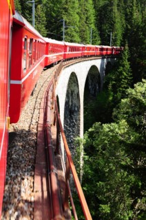 Glacier Express train trip through the swiss alps