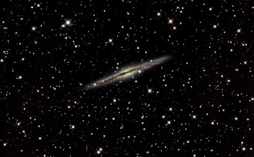 Galaxy (NGC891) in the constellation Andromeda 14, 30 million light years away, spiral nebula,