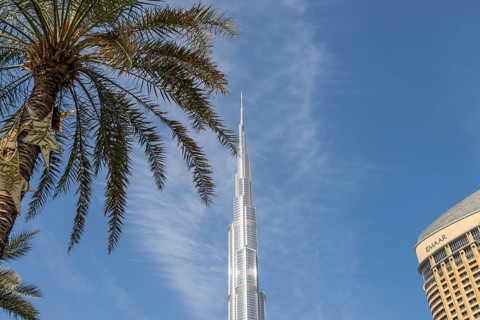 Burj Khalifa, the highest skyscraper of Dubai and the tallest structure in the world, photographed