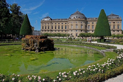 Palace Park, Fountain, Residence, Würzburg, Bavaria, Germany, Europe
