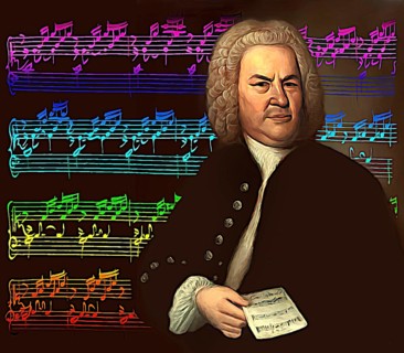 Johann Sebastian Bach, 1685, 1750, German composer, digital edited according to a painting by Elias
