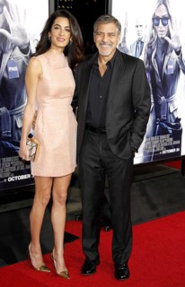 HOLLYWOOD, CA, USA, OCTOBER 26, 2015: Amal Clooney and George Clooney at the Los Angeles premiere