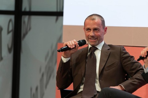 FRANKFURT AM MAIN, Germany, October 20 2023: Aleksander Ceferin (*1967), on stage at the 75th