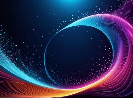 Ethereal circular motion with multicolored waves and dots creating a sense of fluidity and energy,
