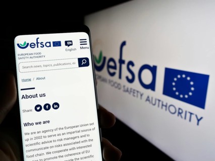 Stuttgart, Germany, 03-25-2023: Person holding mobile phone with website of EU agency European Food