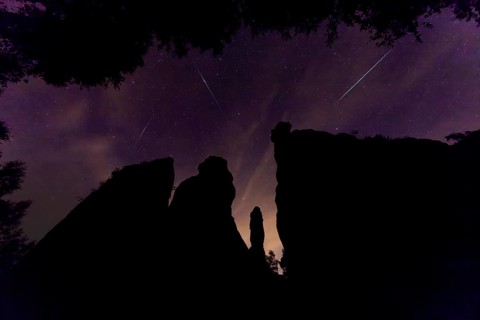 Pereids over Saxon Switzerland. Hercules Pillars in the Bielatal, the striking rock formations