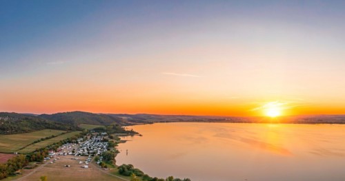 Kelbra reservoir at sunset