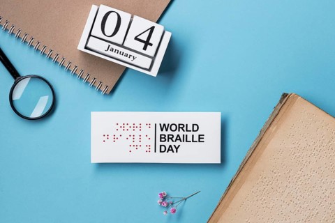 World braille day arrangement top view