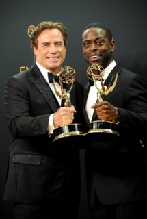 John Travolta and Sterling K. Brown at the 68th Annual Primetime Emmy Awards, Press Room held at