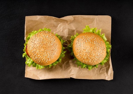 Top view burgers paper