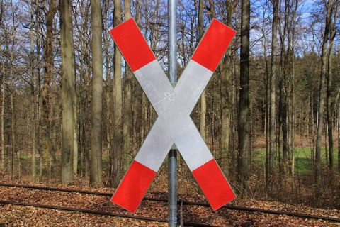 St Andrew's cross at an ungated level crossing near Weißach